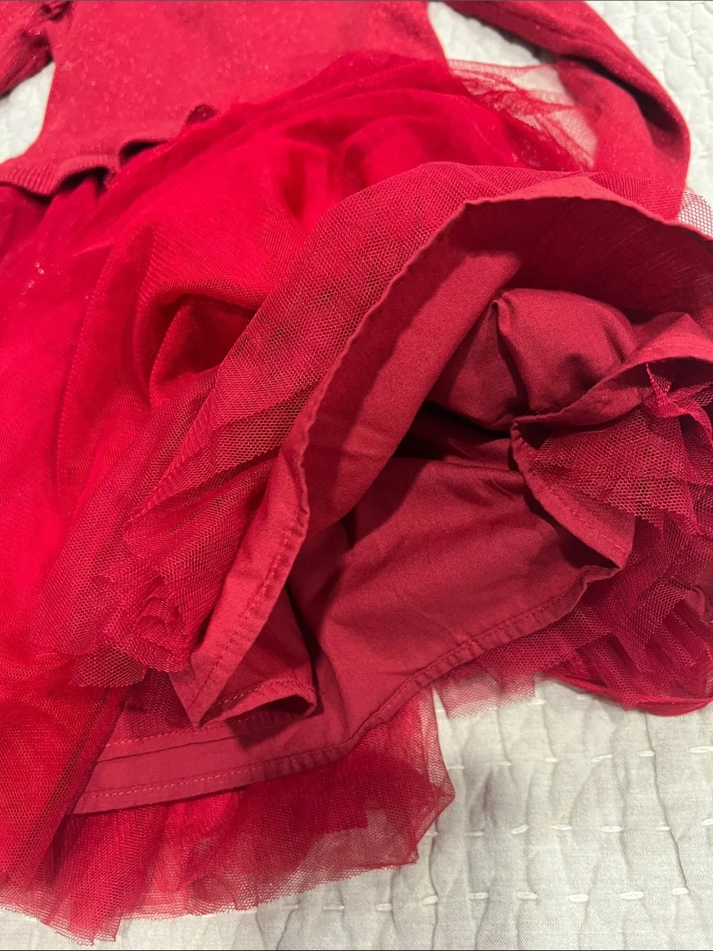 Gymboree Red Sparkle Tulle Holiday Dress with Faux Fur Trim